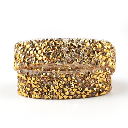Kunstkristall Strassstein Sewing Trim Strass Fix Tape Rhinestone Ribbon 2 Yards 1-4cm Multicolor Iron On(1.5cm-Gold) von EBZFASO