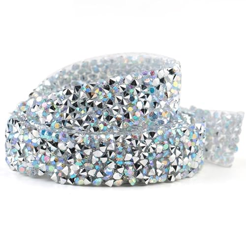 Kunstkristall Strassstein Sewing Trim Strass Fix Tape Rhinestone Ribbon 2 Yards 1-4cm Multicolor Iron On(1.5cm - clear AB) von EBZFASO