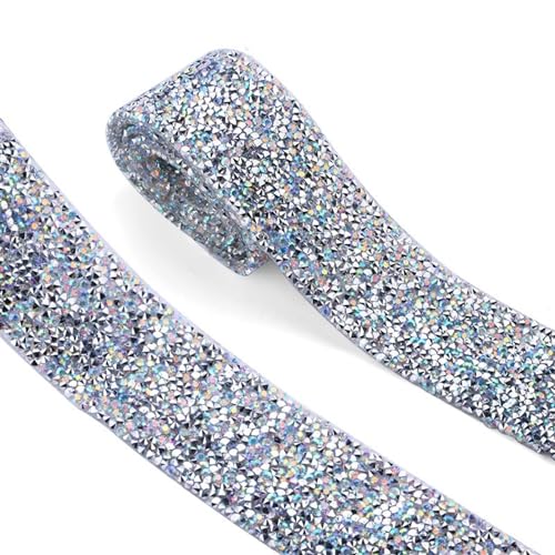 Kunstkristall Strassstein Sewing Trim Strass Fix Tape Rhinestone Ribbon 2 Yards 1-4cm Multicolor Iron On(4cm - clear AB) von EBZFASO