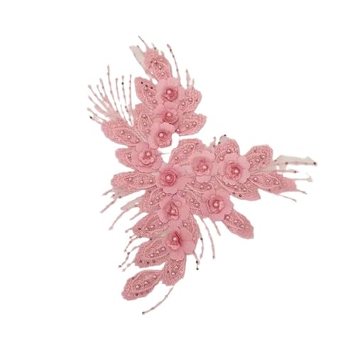 Spitzenapplikationen, Aufnäher, Nähperlen, Paillet Applikation Spitzenkragen Stickerei Kleiderstoff(Pink) von EBZFASO