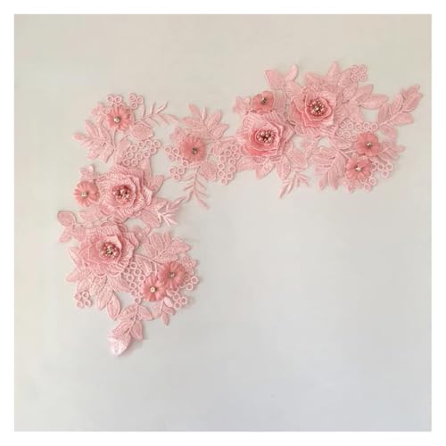 Spitzenapplikationen, Aufnäher, Nähperlen, Paillet Dreidimensionale Blumenapplikation DIY Spitzenstoff Kleidung Dekoration Zubehör(Pink) von EBZFASO