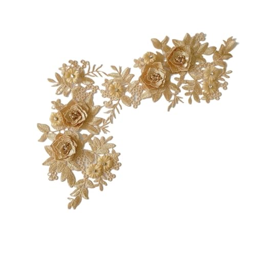 Spitzenapplikationen, Aufnäher, Nähperlen, Paillet Dreidimensionale Blumenapplikation DIY Spitzenstoff Kleidung Dekoration Zubehör(Yellow) von EBZFASO