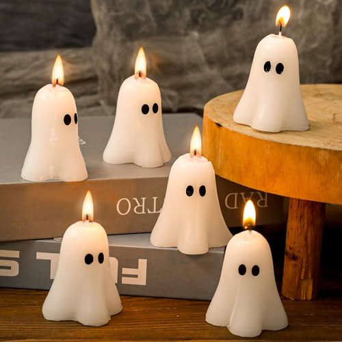 EBaokuup 6 Stück 5,8 x 4,1 cm Halloween-Geisterkerzen, weiße Geister-Dekor-Kerzen, niedliche brennende Kerze für Halloween-Party, Heim- und Tischdekoration EBaokuup 6 Stück 5,8 x 4,1 cm Halloween-Geisterkerzen, weiße Geister-Dekor-Kerzen, niedliche brennende Kerze für Halloween-Party, Heim- und Tischdekoration von EBaokuup