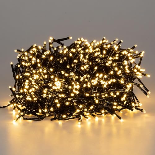 ECD Germany LED Cluster Lichterkette 1,4 m 192 LED Warmweiß, batteriebetrieben, Timer & 8 Modi, Innen/Außen, Weihnachtsbeleuchtung Weihnachtsbaum Büschel Lichterkette Büschellichterkette Büschelkette von ECD Germany