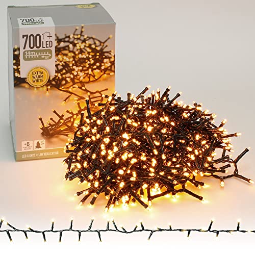 ECD Germany LED Cluster Lichterkette 14m 700 LEDs Extra Warmweiß, 8 Modi, Strombetrieb, IP44 Wasserdicht, Innen/Außen, Weihnachtsbeleuchtung Weihnachtsbaum Clusterlichterkette Büschellichterkette ECD Germany LED Cluster Lichterkette 14m 700 LEDs Extra Warmweiß, 8 Modi, Strombetrieb, IP44 Wasserdicht, Innen/Außen, Weihnachtsbeleuchtung Weihnachtsbaum Clusterlichterkette Büschellichterkette von ECD Germany