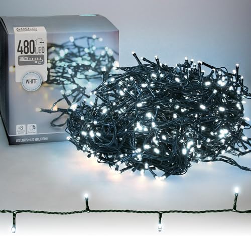 ECD Germany LED Cluster Lichterkette 36m, 480 LEDs Kaltweiß, mit Timer und 8 Leuchtmodi, strombetrieb, IP44, Innen/Außen, Weihnachtsbeleuchtung Weihnachtsbaum Büschel Lichterkette Büschellichterkette ECD Germany LED Cluster Lichterkette 36m, 480 LEDs Kaltweiß, mit Timer und 8 Leuchtmodi, strombetrieb, IP44, Innen/Außen, Weihnachtsbeleuchtung Weihnachtsbaum Büschel Lichterkette Büschellichterkette von ECD Germany