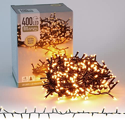 ECD Germany LED Cluster Lichterkette 8m 400 LEDs Extra Warmweiß, 8 Modi, Strombetrieb, IP44 Wasserdicht, Innen- und Außen, Weihnachtsbeleuchtung Weihnachtsbaum Clusterlichterkette Büschellichterkette ECD Germany LED Cluster Lichterkette 8m 400 LEDs Extra Warmweiß, 8 Modi, Strombetrieb, IP44 Wasserdicht, Innen- und Außen, Weihnachtsbeleuchtung Weihnachtsbaum Clusterlichterkette Büschellichterkette von ECD Germany