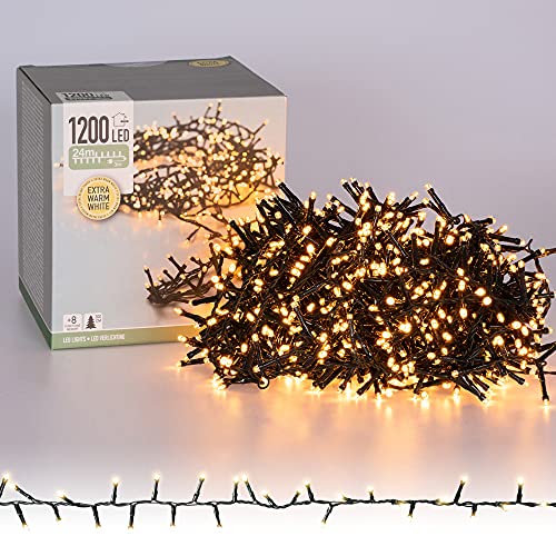 ECD Germany LED Cluster Lichterkette Extra Warmweiß 1200 LED 24m mit 8 Programmen, IP44, Innen und Außen, Clusterlichterkette Büschellichterkette Weihnachtsbaum Weihnachtsbeleuchtung Deko Weihnachten ECD Germany LED Cluster Lichterkette Extra Warmweiß 1200 LED 24m mit 8 Programmen, IP44, Innen und Außen, Clusterlichterkette Büschellichterkette Weihnachtsbaum Weihnachtsbeleuchtung Deko Weihnachten von ECD Germany