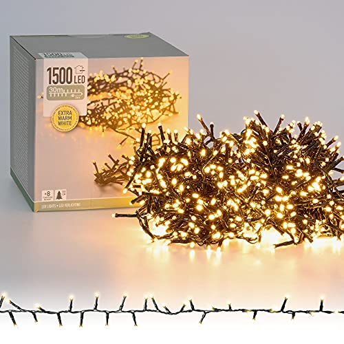 ECD Germany LED Cluster Lichterkette Extra Warmweiß 1500 30m 8 Programmen, IP44, für Innen und Außen, Clusterlichterkette Büschellichterkette Weihnachtsbaum Weihnachtsbeleuchtung Deko Weihnachten ECD Germany LED Cluster Lichterkette Extra Warmweiß 1500 30m 8 Programmen, IP44, für Innen und Außen, Clusterlichterkette Büschellichterkette Weihnachtsbaum Weihnachtsbeleuchtung Deko Weihnachten von ECD Germany