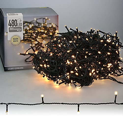 ECD Germany LED Lichterkette für Weihnachten mit 480 LEDs, 36m, Warmweiß, für den Innen- und Außenbereich IP44, Weihnachtsbeleuchtung Weihnachtslichterkette für Weihnachtsbaum, Kette auf Grünem Kabel ECD Germany LED Lichterkette für Weihnachten mit 480 LEDs, 36m, Warmweiß, für den Innen- und Außenbereich IP44, Weihnachtsbeleuchtung Weihnachtslichterkette für Weihnachtsbaum, Kette auf Grünem Kabel von ECD Germany