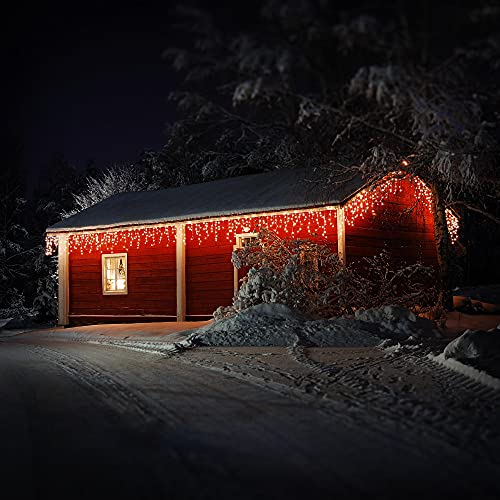 ECD Germany LED Lichtervorhang 12m 360 Warmweiße LEDs, Eiszapfen Lichterkette LED Lichterkettenvorhang Weihnachten Eisregen Vorhang, IP44 Wasserdicht, Innen/Außen, Weihnachtsbeleuchtung Weihnachtsdeko von ECD Germany