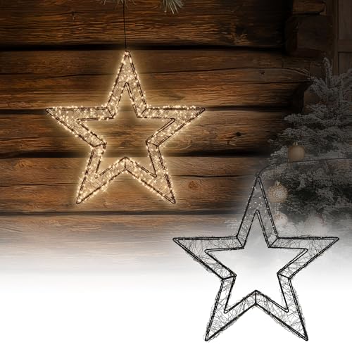 ECD Germany LED-Weihnachtsstern 50 cm, 720 LEDs Extra-Warmweiß, Timer, Innen/Außen, IP44 Wasserdicht, Leuchtstern aus Metall, LED Drahtstern zum Aufhängen für Weihnachten, Weihnachtsdeko Fensterdeko ECD Germany LED-Weihnachtsstern 50 cm, 720 LEDs Extra-Warmweiß, Timer, Innen/Außen, IP44 Wasserdicht, Leuchtstern aus Metall, LED Drahtstern zum Aufhängen für Weihnachten, Weihnachtsdeko Fensterdeko von ECD Germany