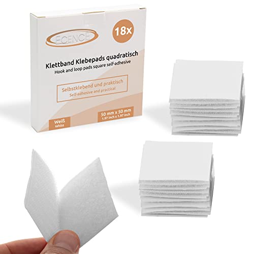 ECENCE 18 Stück Klettband selbstklebend extra stark, quadratisch 50x50mm, Klettverschluss selbstklebend Weiss, Klebepads für Wände, Boden, Türen, Auto ECENCE 18 Stück Klettband selbstklebend extra stark, quadratisch 50x50mm, Klettverschluss selbstklebend Weiss, Klebepads für Wände, Boden, Türen, Auto von ECENCE