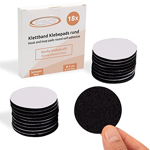 ECENCE 18 Stück Klettband selbstklebend extra stark rund, Durchmesser 50mm, Klettverschluss selbstklebend Schwarz, Klebepads für Wände, Boden, Türen, Auto ECENCE 18 Stück Klettband selbstklebend extra stark rund, Durchmesser 50mm, Klettverschluss selbstklebend Schwarz, Klebepads für Wände, Boden, Türen, Auto von ECENCE