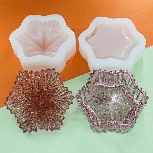 Schmuckkästchen aus Kunstharz, stapelbare Schmuck-Aufbewahrungsbox, Kristall-Epoxidharz-Formen, Süßigkeitenbehälter, Ornamentbehälter mit Deckel, Form für selbstgemachte Kristallarbeiten (sechseckiger von ECEOCC