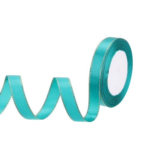 Geschenkband 72 Fuß breites Satinband, Bänder mit goldenen Kanten, Bordüre aus Ripsband zum Verpacken von Geschenken, Hochzeitsstrauß, Pfauenblau Geschenkband 72 Fuß breites Satinband, Bänder mit goldenen Kanten, Bordüre aus Ripsband zum Verpacken von Geschenken, Hochzeitsstrauß, Pfauenblau von ECFZTLAV