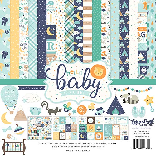 ECHO PARK PAPER COMPANY BB172016 Hello Baby B Halsband, 30,5 x 30,5 cm, Marineblau, Gelb, Blaugrün, Orange, Einheitsgröße von Echo Park Paper Company