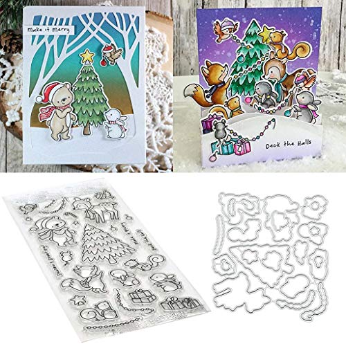 1 Satz Weihnachten Tiere DIY Stanzschablonen Und Stempel Scrapbooking Stanzmaschine Schablonen Stanzformen Für DIY Scrapbooking Fotoalbum Dekor Karten von ECMQS