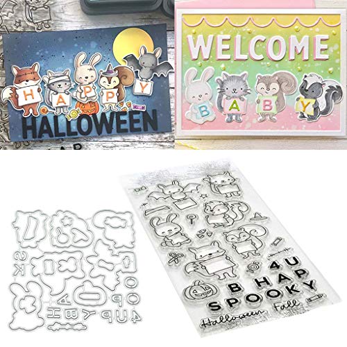 ECMQS Gruslig 1 Satz DIY Stanzschablonen Und Stempel Scrapbooking Stanzmaschine Schablonen Stanzformen Für DIY Scrapbooking Fotoalbum Dekor Karten von ECMQS