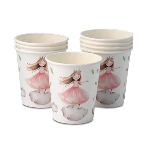 ECOFIESTA 96x Pappbecher für Kindergeburtstage 200 ml Prinzessin - Papierbecher plastikfrei - Prinzessin Deko Geburtstag, Partygeschirr Kindergeburtstag von ECOFIESTA