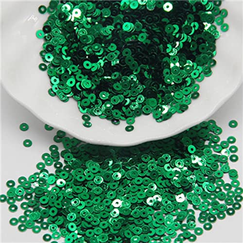 Trimm für Nähen, 3 mm 4 mm 5 mm 6 mm Pailletten flach rund lose Pailletten Basteln Paillette Nähen Kleidung Dekoration DIY Zubehör (Color : Green, Size : 0.12in 12000pcs) von ECOLFE