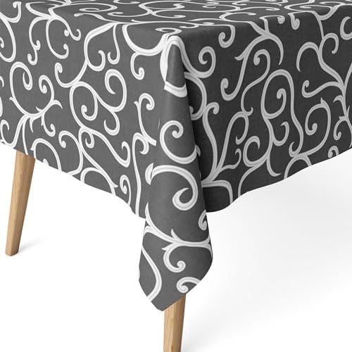 ECOMMERC3 Fleckabweisende Tischdecke für rechteckigen Tisch, Größe 100x140 cm | Schmutzabweisende Tischdecke, extra weich und wasserdicht, LOIRET GRAU von ECOMMERC3