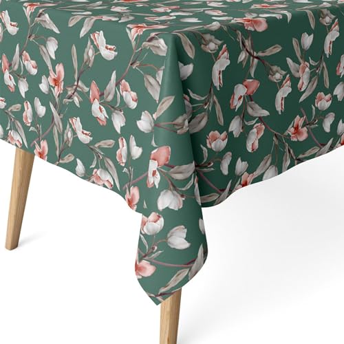 ECOMMERC3 Fleckabweisende Tischdecke für rechteckigen Tisch, Größe 140 x 140 cm, schmutzabweisende Tischdecke, extra weich und wasserdicht, Grün von ECOMMERC3