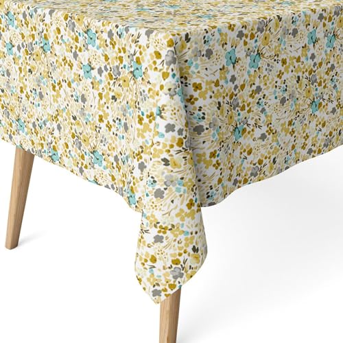 ECOMMERC3 Fleckabweisende Tischdecke für rechteckigen Tisch, Größe 140x140 cm | Schmutzabweisende Tischdecke, extra weich und wasserdicht, Olena BRAUN von ECOMMERC3