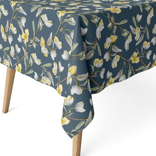 ECOMMERC3 Fleckabweisende Tischdecke für rechteckigen Tisch, Größe 180 x 140 cm, schmutzabweisende Tischdecke, extra weich und wasserdicht, Blau von ECOMMERC3