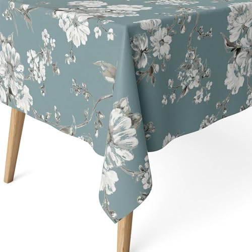ECOMMERC3 Fleckabweisende Tischdecke für rechteckigen Tisch, Größe 180x140 cm | Schmutzabweisende Tischdecke, extra weich und wasserdicht, Daniela TÜRKIS von ECOMMERC3