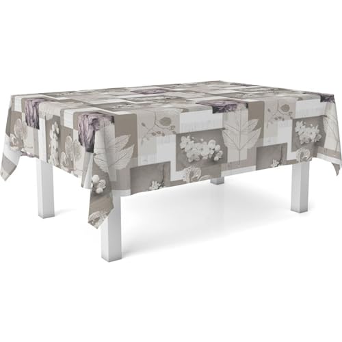 ECOMMERC3 Fleckabweisende Tischdecke für rechteckigen Tisch, Größe 180x140 cm | Schmutzabweisende Tischdecke, extra weich und wasserdicht, Zen BLÄTTER von ECOMMERC3