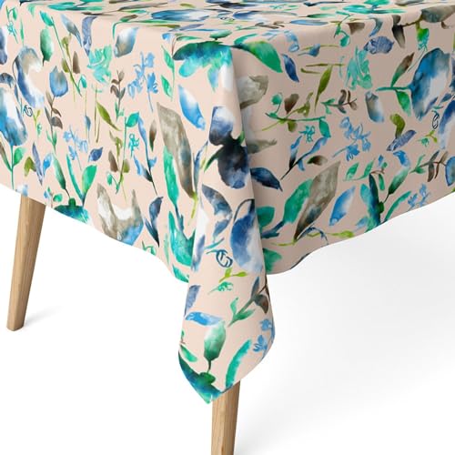 ECOMMERC3 Fleckabweisende Tischdecke für rechteckigen Tisch, Größe 200x140 cm | Schmutzabweisende Tischdecke, extra weich und wasserdicht, ACUARELA BLAU von ECOMMERC3