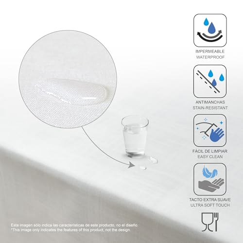 ECOMMERC3 Fleckabweisende Tischdecke für rechteckigen Tisch, Größe 200x140 cm | Schmutzabweisende Tischdecke, extra weich und wasserdicht, Polygon SENFBAUM von ECOMMERC3