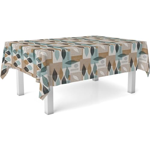 ECOMMERC3 Fleckabweisende Tischdecke für rechteckigen Tisch, Größe 220x140 cm | Schmutzabweisende Tischdecke, extra weich und wasserdicht, JALÓN BRAUN von ECOMMERC3