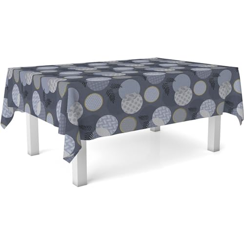 ECOMMERC3 Fleckabweisende Tischdecke für rechteckigen Tisch, Größe 220x140 cm | Schmutzabweisende Tischdecke, extra weich und wasserdicht, Lens BLAU von ECOMMERC3