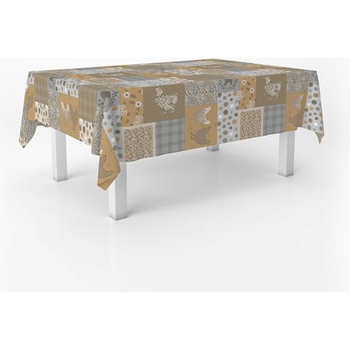 ECOMMERC3 Fleckabweisende Tischdecke für rechteckigen Tisch, Größe 240x140 cm | Schmutzabweisende Tischdecke, extra weich und wasserdicht, Patch BEIGE von ECOMMERC3