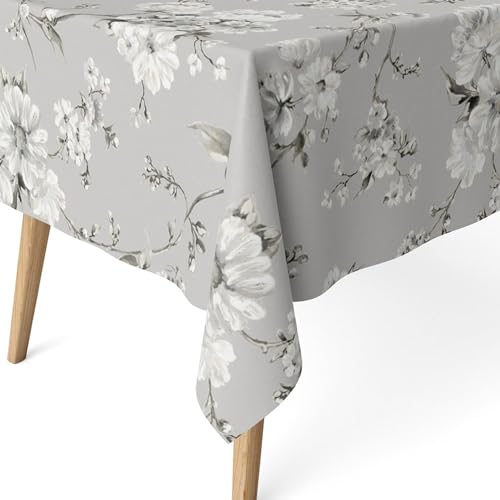 ECOMMERC3 Fleckabweisende Tischdecke für rechteckigen Tisch, Größe 260x140 cm | Schmutzabweisende Tischdecke, extra weich und wasserdicht, Daniela GRAU von ECOMMERC3