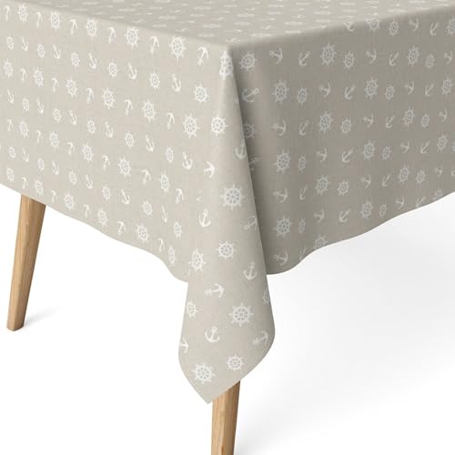 ECOMMERC3 Fleckabweisende Tischdecke für rechteckigen Tisch, Größe 260x140 cm | Schmutzabweisende Tischdecke, extra weich und wasserdicht, Ancora BEIGE von ECOMMERC3