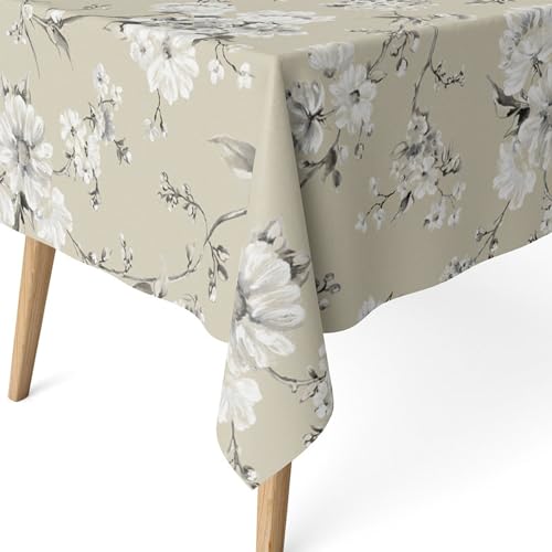 ECOMMERC3 Fleckabweisende Tischdecke für rechteckigen Tisch, Größe 260x140 cm | Schmutzabweisende Tischdecke, extra weich und wasserdicht, Daniela BEIGE von ECOMMERC3