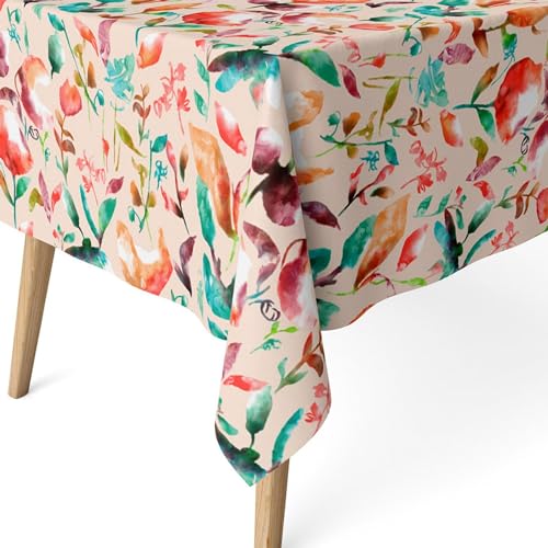 ECOMMERC3 Fleckabweisende Tischdecke für rechteckigen Tisch, Größe 300x140 cm | Schmutzabweisende Tischdecke, extra weich und wasserdicht, ACUARELA ROT von ECOMMERC3