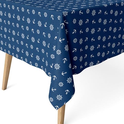 ECOMMERC3 Fleckabweisende Tischdecke für runden Tisch, Größe 140, rund | Schmutzabweisende Tischdecke, extra weich und wasserdicht, Ancora BLAU ECOMMERC3 Fleckabweisende Tischdecke für runden Tisch, Größe 140, rund | Schmutzabweisende Tischdecke, extra weich und wasserdicht, Ancora BLAU von ECOMMERC3