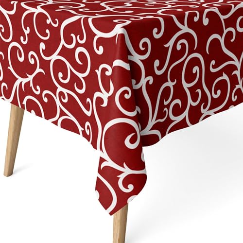 ECOMMERC3 Fleckabweisende Tischdecke für runden Tisch, Größe 140, rund | Schmutzabweisende Tischdecke, extra weich und wasserdicht, LOIRET Bordeaux von ECOMMERC3