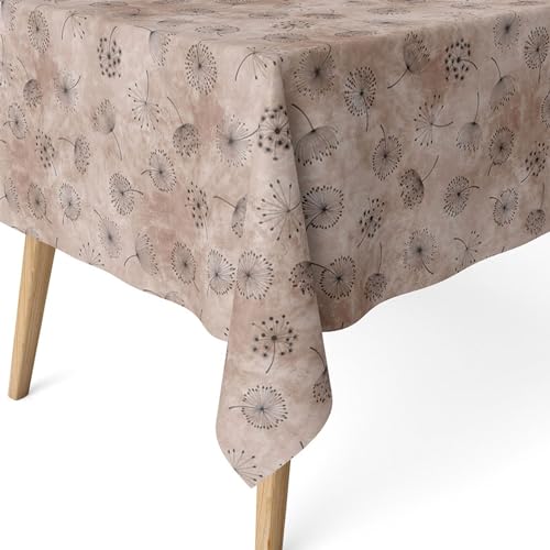 ECOMMERC3 Fleckabweisende Tischdecke für runden Tisch, Größe 140, rund | Schmutzabweisende Tischdecke, extra weich und wasserdicht, Leon MARRÓN von ECOMMERC3