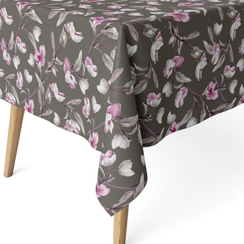 ECOMMERC3 Fleckabweisende Tischdecke für runden Tisch, Größe 140, rund | Schmutzabweisende Tischdecke, extra weich und wasserdicht, OLGA Magenta von ECOMMERC3