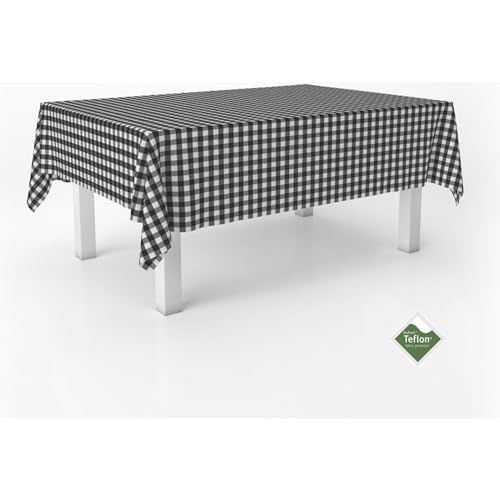 ECOMMERC3 Vichy Tischdecke, schmutzabweisend, rechteckig, Größe 180 x 140 cm, Vichy-Tischdecke, extra weich und wasserdicht, Schwarz von ECOMMERC3