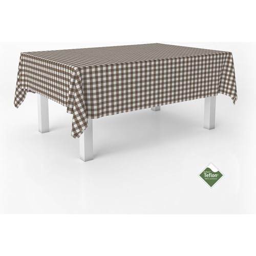 ECOMMERC3 Vichy Tischdecke, schmutzabweisend, rechteckig, Größe 260 x 140 cm, Vichy-Tischdecke, extra weich und wasserdicht, Braun von ECOMMERC3