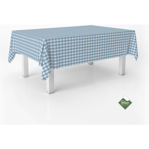 ECOMMERC3 Vichy Tischdecke, schmutzabweisend, rechteckig, Größe 300 x 140 cm, Vichy-Tischdecke, extra weich und wasserdicht, Blau von ECOMMERC3