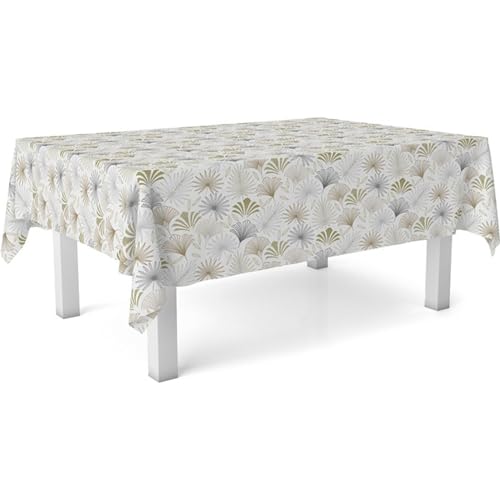 ECOMMERC3 Fleckabweisende Tischdecke für rechteckigen Tisch, Größe 100x140 cm | Schmutzabweisende Tischdecke, extra weich und wasserdicht, PALMITO BEIGE von ECOMMERC3