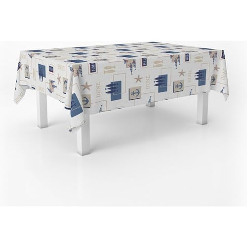 ECOMMERC3 Wachstuch, rechteckig, Größe 100 x 140 cm, Stil, Haltbarkeit und einfache Reinigung für Ihren Tisch – fleckenabweisende und wasserdichte Wachstuch-Tischdecke, Blau von ECOMMERC3