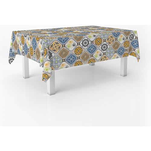 ECOMMERC3 Wachstuch, rechteckig, Größe 100 x 140 cm, Stil, Haltbarkeit und einfache Reinigung für Ihren Tisch – fleckenabweisende und wasserdichte Wachstuch-Tischdecke, Blau von ECOMMERC3